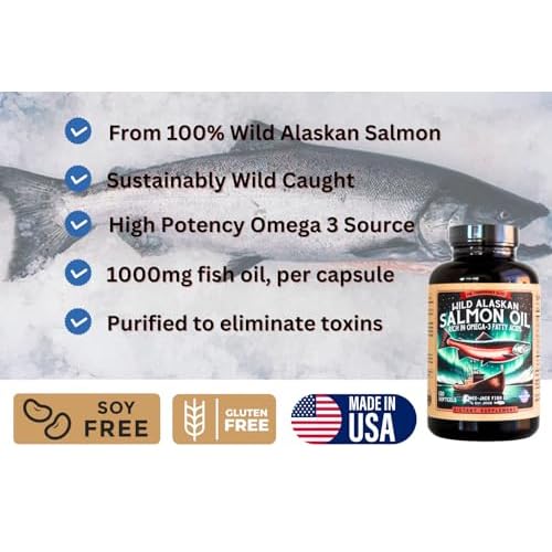 Wild Alaskan Salmon Fish Oil Omega 3 Supplement for Humans | EPA and DHA | Kwee-Jack Fish Co. | 120 Softgels 1000mg Salmon Oil