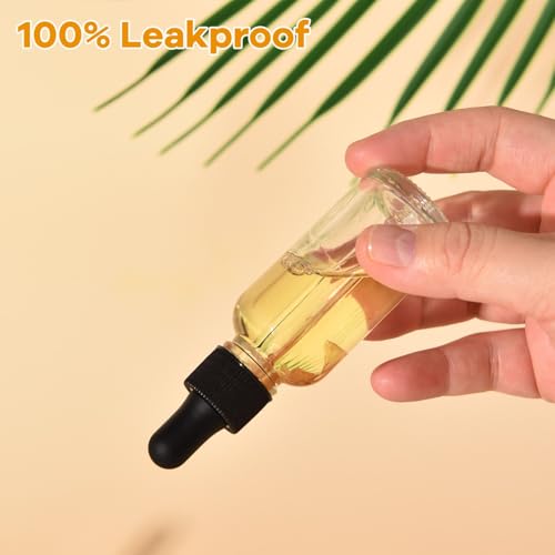 1oz Glass Dropper Bottles Set - Clear Essential Oil Storage, 50 Pack