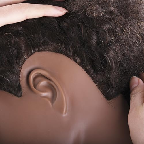 Brown 6-Inch Human Hair Afro Mannequin Head for Cosmetology & Styling Practice