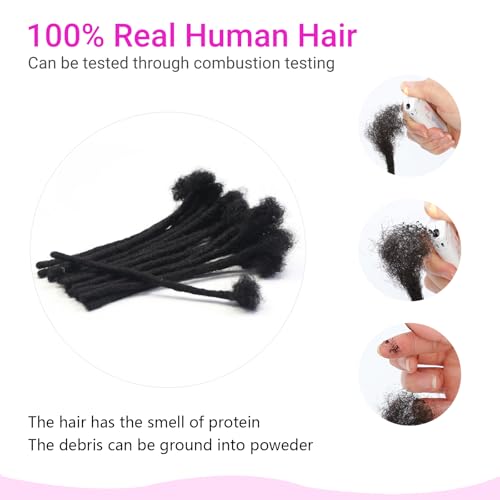 Vlliyava Human Hair Loc Extensions 4 Inch 60 Strands Natural Black Dreadlocks