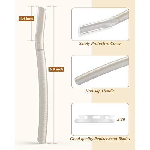 Dermaplane Razor for Face Professional, Facial Razors for Women&Men Face with 20 Blade Refills, Eyebrow Razor for Women and Men