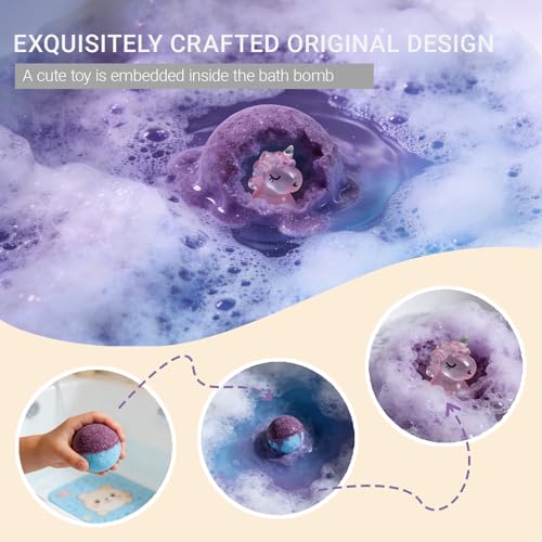 Kids Bath Bombs with Surprise Glow-In-The-Dark Toys - 35 Pack, Natural & Child-Safe