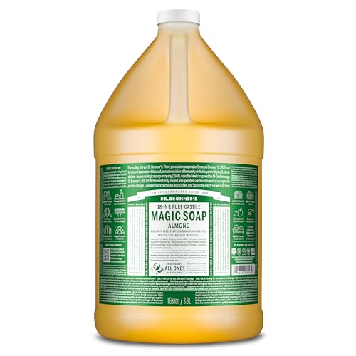 Dr. Bronner's Almond Castile Liquid Soap Refill 1 Gallon (128 Fl Oz) - Organic & Fair Trade