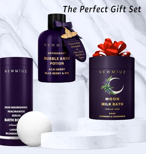 Luxury Lavender & Blueberry Bath Bombs with Niacinamide - Stress Relief & Sensitive Skin Care Set