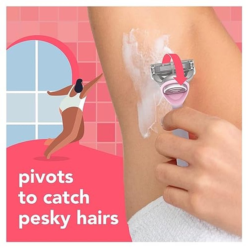 joy Razors for Women, 1 Handle, 8 Razor Blade Refills, Pink, Lubrastrip to Help Avoid Skin Irritation