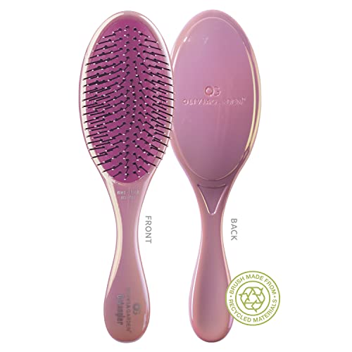 Olivia Garden Aurora Detangler Brush Opal Pink for Medium to Thick Hair - Gentle Styling Tool