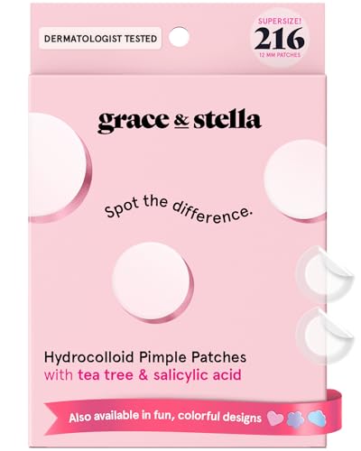 Hydrocolloid Pimple Patches for Face - 216 Count Clear Acne Spot Treatments - Round