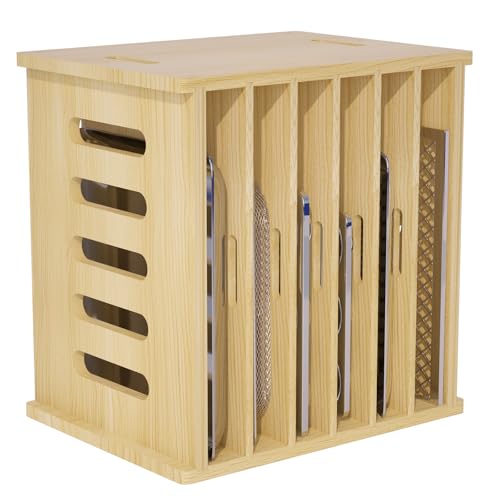7 Tier Wooden Cabinet Tray Dividers - Adjustable Storage Organizer
