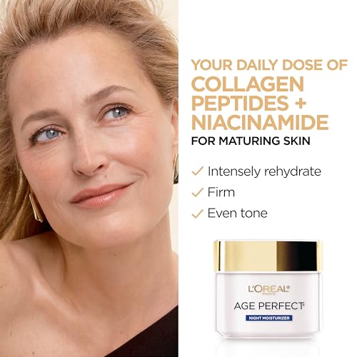 L'Oreal Paris Age Perfect Collagen Night Moisturizer 2.5 oz Pack of 2 - Anti-Aging Skin Care