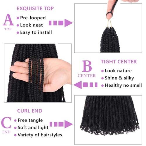 Pre-Looped Micro Twist Crochet Hair Extensions 12 Inch 9 Pack Natural Look