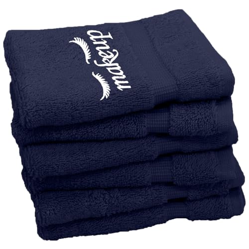Makeup Remover Washcloth Set of 6 Navy Blue 13x13 Inches - Turkish Cotton