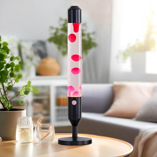 24.4-Inch Liquid Motion Magma Lamp - Red Wax White Water, Relaxing Home Decor