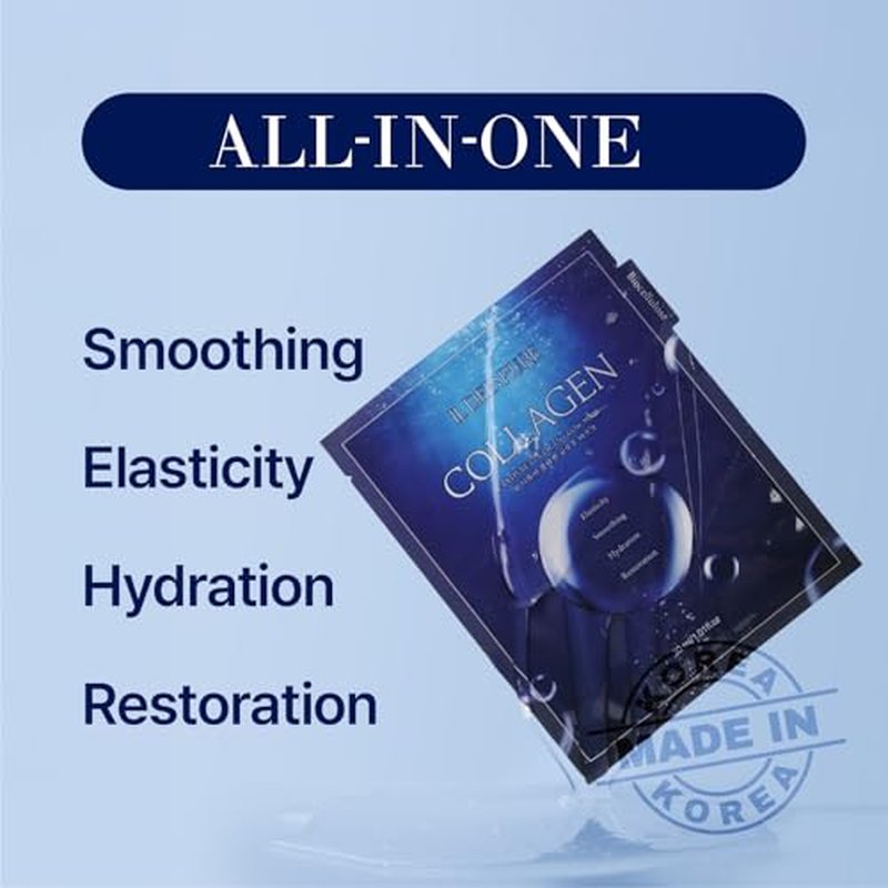 IL Deepure -Collagen Real Glow Mask, Hydrating Cocount Sheet Hydrogel Mask, Pore Minimizing, Elasticity, Plumping Improvement, Korean Skincare, Stocking Stuffers for Teen Girls | 1.01oz(30g) x 5ea