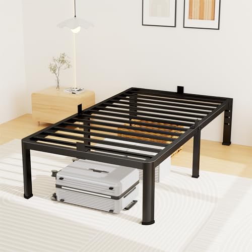 Twin Metal Bed Frame 14 Inch with Rounded Corner Legs & Mattress Stopper
