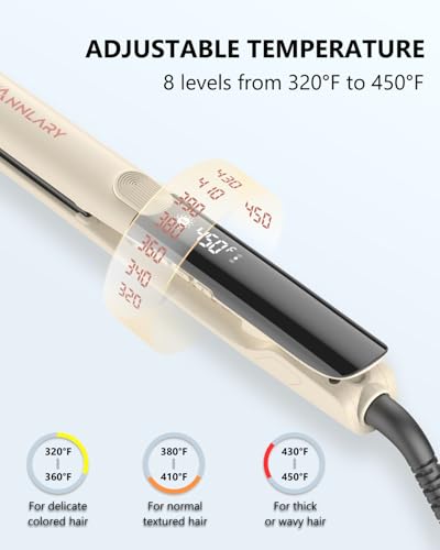 ANNLARY Beige 1 Inch Hair Straightener & Curling Iron 2-in-1 Titanium Ceramic Flat Iron