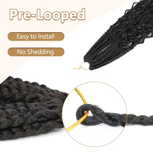 Goddess Box Braids Crochet Hair 18 Inch Boho Black Women 1B