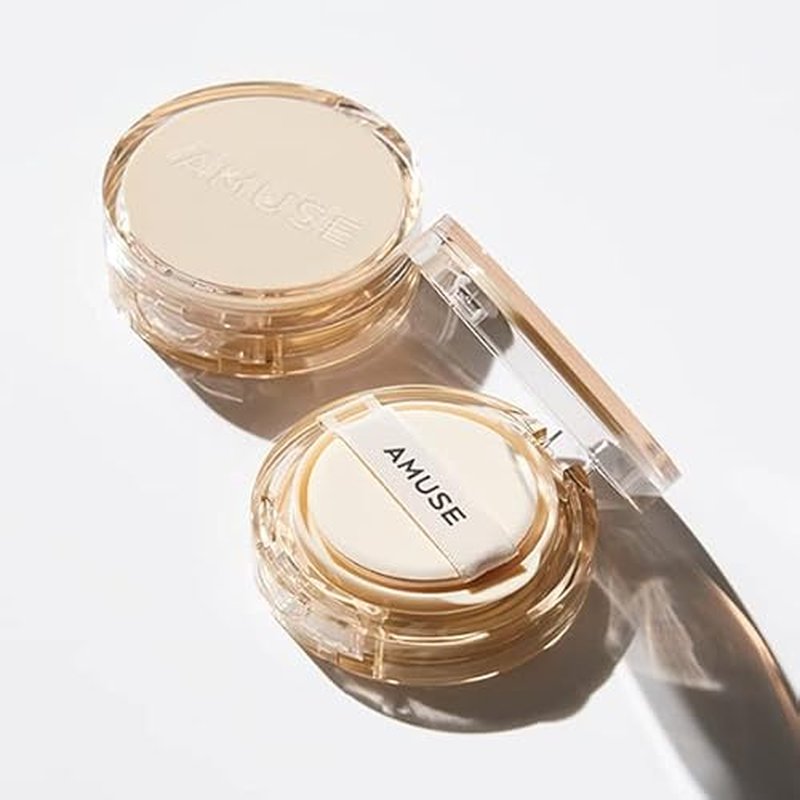 AMUSE SEOUL Dew Jelly Vegan Cushion Foundation Glow Dewy Finish Clean Beauty Dry and Sensitive Skin Eco-Friendly (01 SOONSOO REFILL)