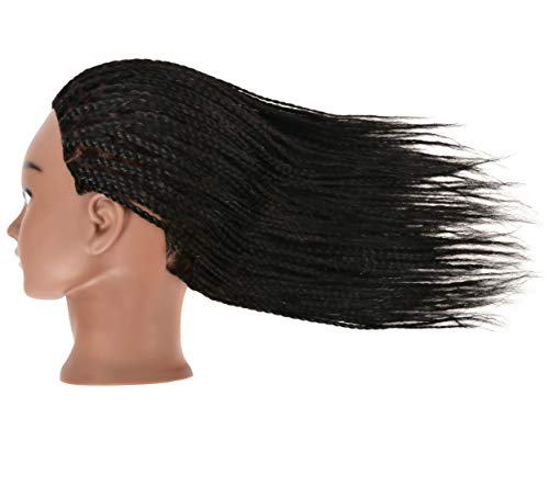 Mannequin Head with Human Hair for Hairdressing Training - Black Straight Hair