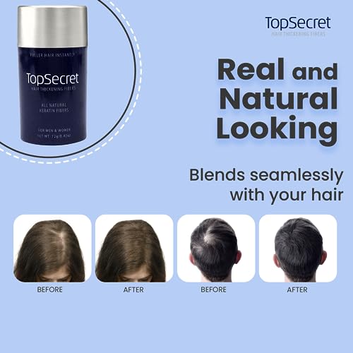 Hair Thickening Fibers Refill - Natural Hair Filler for Men & Women, Black, Weather-Resistant