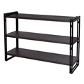 Rustic 3-Tier Metal and Wood Industrial Bookshelf - Dark Grey