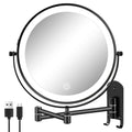 Rechargeable Double-Sided 9-Inch Wall-Mounted Makeup Mirror with Dimmable Lights