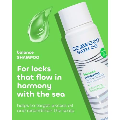 Seaweed Bath Co. Balance Shampoo - Eucalyptus Peppermint - Hydrating Daily Shampoo with Vitamin E, Argan Oil, Coconut Oil - For Normal to Oily Hair - 12 oz