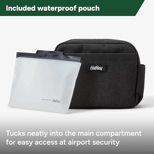 Halfday Sidecar Toiletry Bag | Travel Organizer for Men & Women with Waterproof Pouch, Mesh Pockets, Toothbrush Holder, Hanging Loop (Lightweight, Durable, Water-Resistant), Shadow
