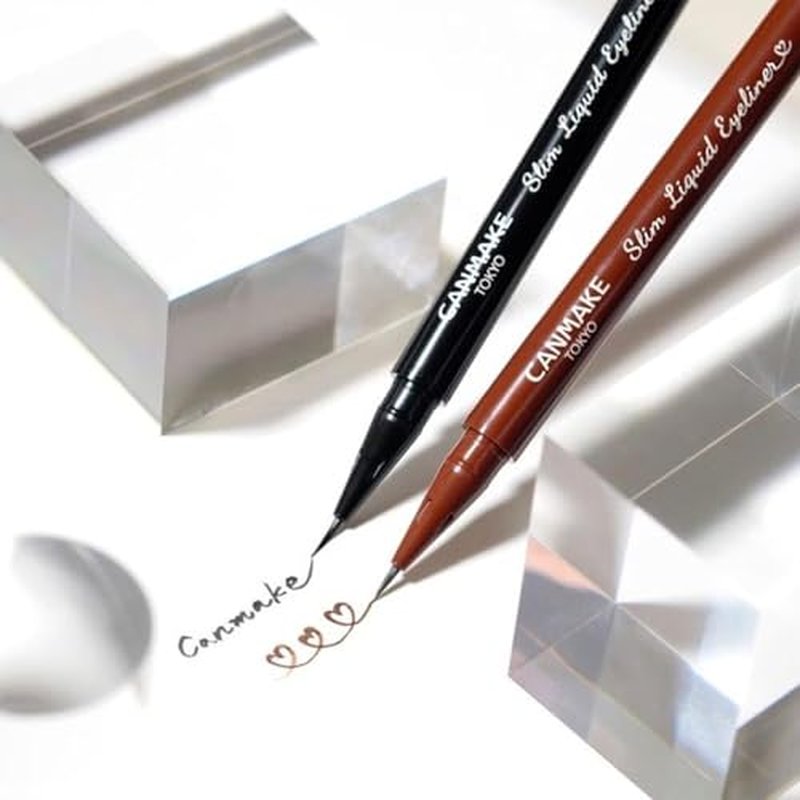 CANMAKE - Slim Liquid Eyeliner - Precision Short Fine Brush - 0.42oz (12g) (02 Brown)