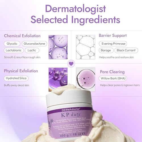 Dermadoctor KP Bump Eraser Body Scrub 32oz Unscented with 10% AHAs & PHAs