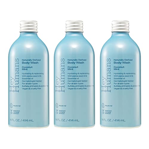 Moisturizing Body Wash with Coconut & Mint - Vegan, Sulfate-Free, Pack of 3 - 14 fl oz