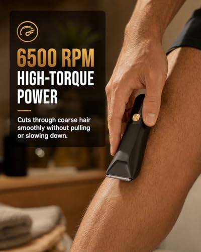 Men's Waterproof Body Hair Trimmer with Skin-Safe Blades, LED Display & USB-C Charging