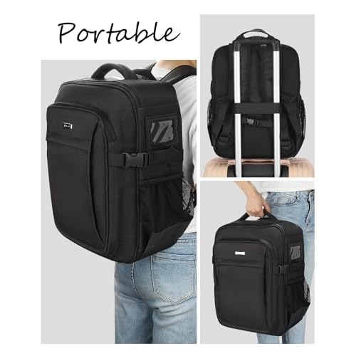 Relavel Makeup Backpack, Professional Travel Train Case Makeup Artist Kit Set Bag for Women Extra Large Cosmetic Organizer, Brush Storage Holder, with Adjustable High Dividers, Black