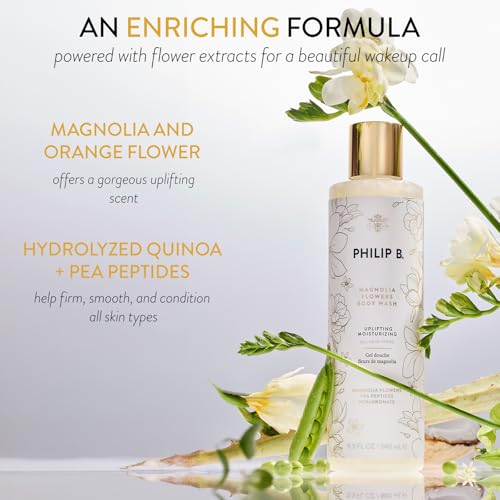 Magnolia Flowers Body Wash - Vegan, Hydrating Shower Gel with Orange Blossom - 11.5 Fl Oz