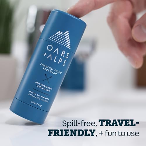 Oars + Alps Charcoal Exfoliating Face Wash Stick 1.4oz 2-Pack Travel Friendly