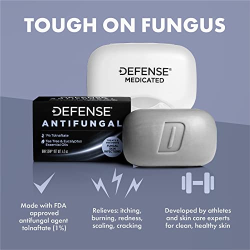 Defense Soap Antifungal Medicated Bar Soap, Tea Tree Body Wipes (40 Count) 2 Pack, & Body Wash 12 oz 2 Pack - Natural Shower Gel