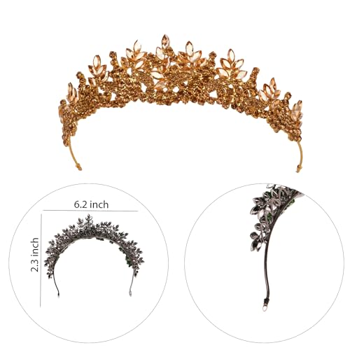LIMELIA Women's Tiara for Henna Wedding Party|Glitter Hair Accessories for Bridal Birthday Pageant Prom Halloween Costume Christmas Party, Princess Crown|Crystal Stone-Honey