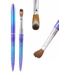 Professional Nail Art Brush Set - 12 Pcs Oval Kolinsky Sable Acrylic Brushes with Gradient Blue Metal Handles – Salon & DIY Use