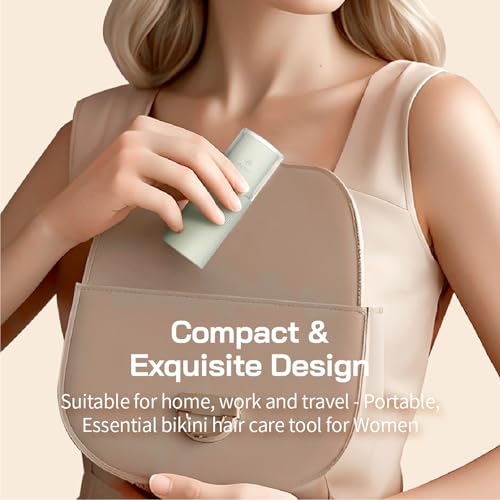 Mini Body and Bikini Trimmer for Women/Men - Waterproof for Facial, Underarm, Leg, Lip, and Pubic Grooming, USB-C Rechargeable, Under 30dB Quiet, Portable with Velvet Travel Pouch (Green)