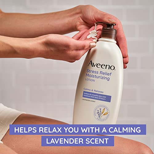 Aveeno Daily Stress Relief Lavender Body Lotion and Fragrance-Free Body Wash Bundle for Sensitive Skin, 12 fl oz and 33 fl oz