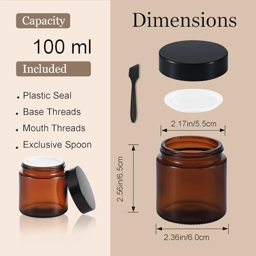 40-Pack 4 oz Amber Glass Jars with Lids - Small Airtight Cream Containers