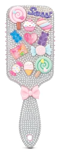 Charm Sweets 9-Inch Nylon Bristle Hair Brush with Rhinestone Embellishments - Wet or Dry Hair