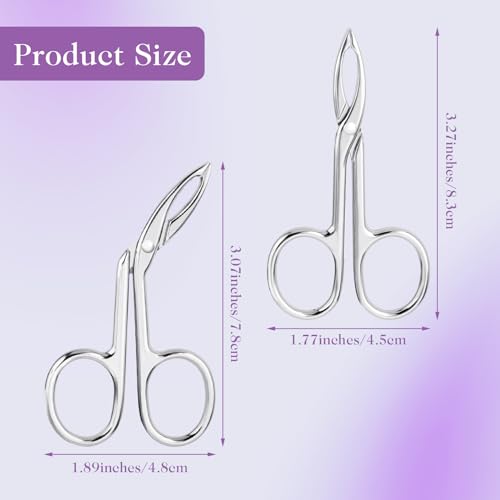 4 Pieces Eyebrow Tweezers Scissor Handle Set Flat Straight Tip Hair Plucker and Slanted Tip Shaped Eyebrow Facial Remover Stainless Steel Brow Tweezers for Women Men(Silver,Black)