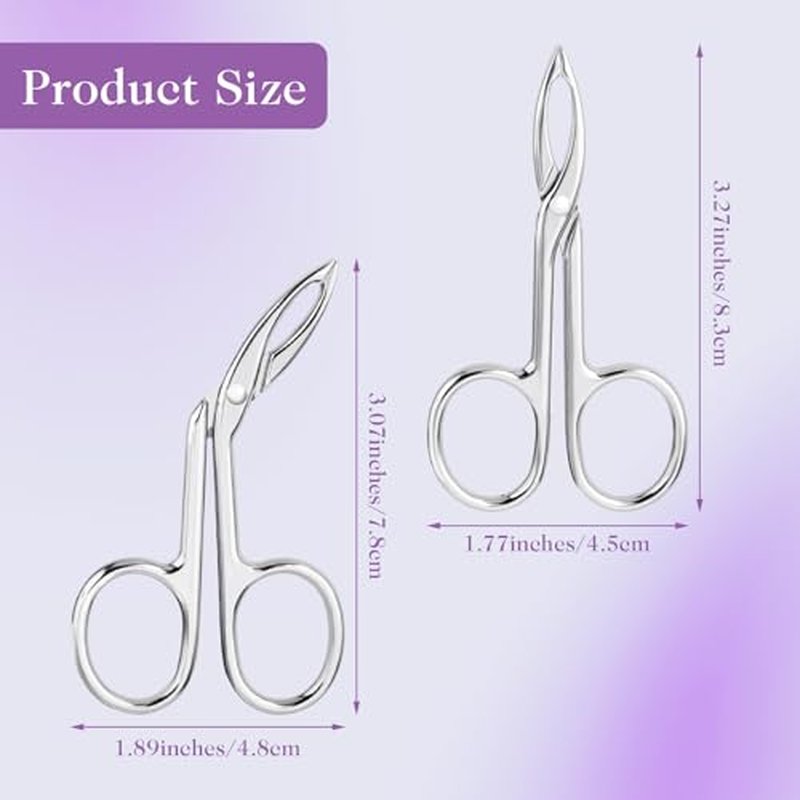 4 Pieces Eyebrow Tweezers Scissor Handle Set Flat Straight Tip Hair Plucker and Slanted Tip Shaped Eyebrow Facial Remover Stainless Steel Brow Tweezers for Women Men(Silver,Black)