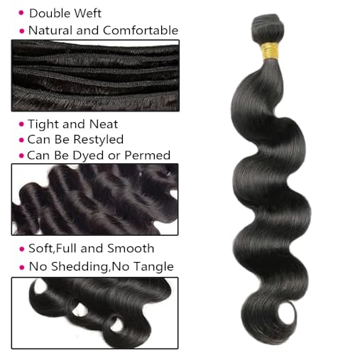 Brazilian Virgin Body Wave Human Hair Extensions 12 Inch 1 Bundle Natural Black