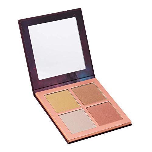 Pippa of London Stardust Highlighter Palette 382 Make Up for Cheeks and Face with 4 Luxury Highlighters in a Rose Copper Case with Mirror