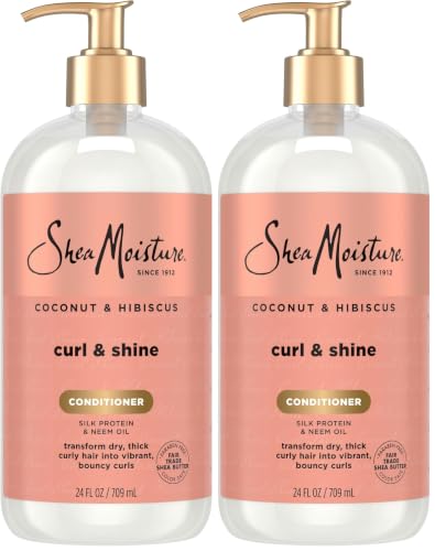 SheaMoisture Curl & Shine Conditioner Pack of 2 - Coconut & Hibiscus for Thick Curly Hair, 24 oz each