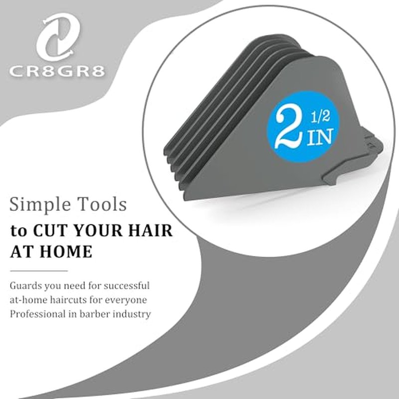 Clipper Guards for Wahl 10 12 14 16 18 20 Hair Clipper Guards 6pcs Extra Long Clipper Guard Attachments 2.5 Inch Clipper Guides Multiple Sizes Universal 2.5", 2.25", 2", 1.75", 1.5", 1.25" (Dark Gray)