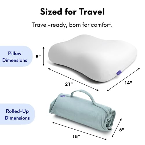 Travel Deep Sleep Pillow - Compact Memory Foam Neck Support Cushion - Wellness Green