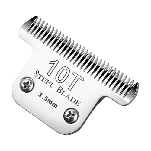 Silver 10T Steel Clipper Blade for Professional Clippers - Compatible with Andis & Oster A5 - 1 Pack - Variation of Silver-10T