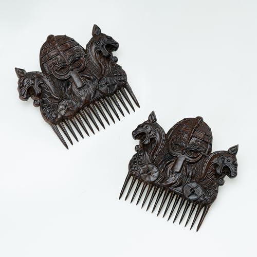 Handicraftviet Hand-Carved Wooden Comb, Wooden Viking Comb for Men's Hair, Beard, and Mustache, Great Gift - Natural Wood